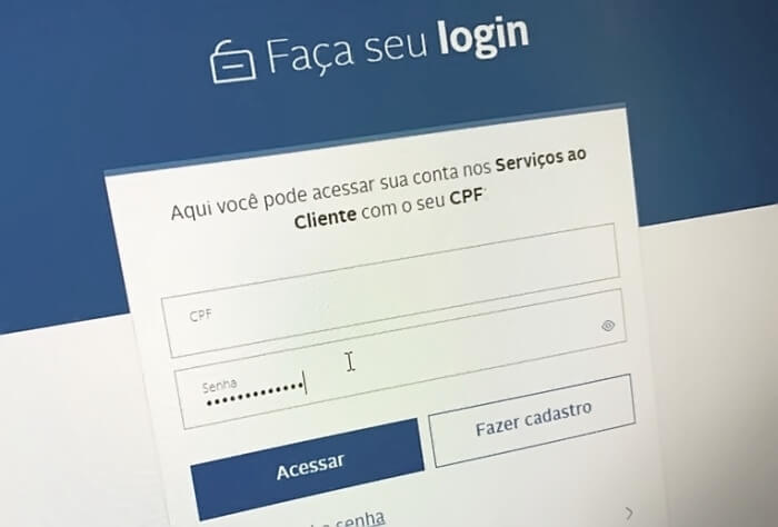 Caixa de login com campo de senha